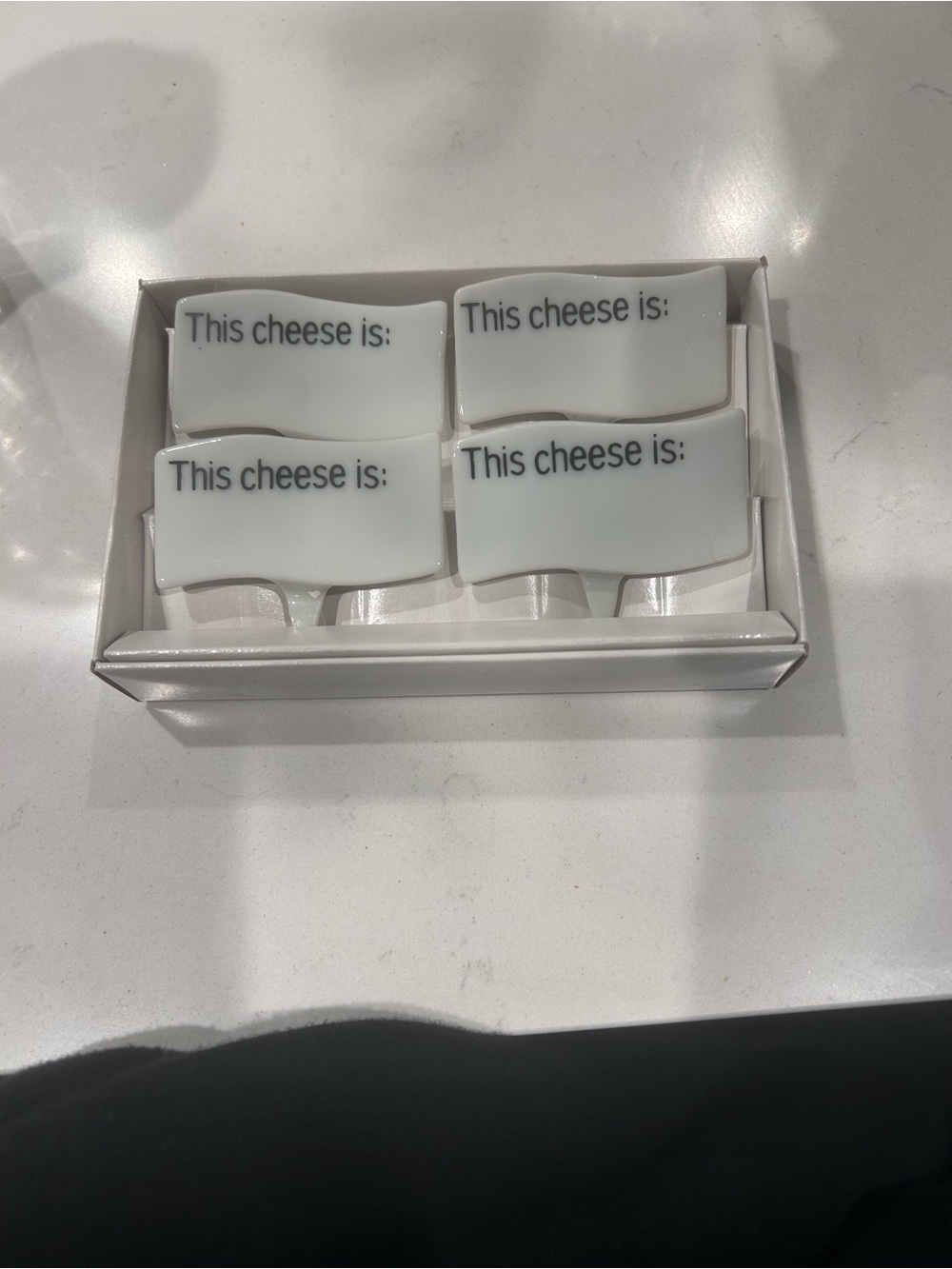Vintage White Porcelain Cheese Markers - Set of 4